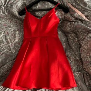 a-line red homecoming dress with pockets